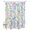 thumbnail image 1 of Split Shower Curtain for Transfer Bench, Pink Blue Yellow Flowers Fabric Shower Curtains for Bathroom, Watercolor Botanical Floral Tub Sliding Transfer Bench Waterproof Bath Curtains 72"x78", 1 of 9