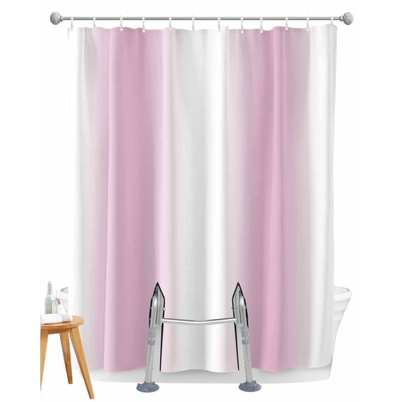 Split Shower Curtain for Transfer Bench, Pink White Ombre Fabric Shower Curtains for Bathroom, Modern Abstract Art Farmhouse Gradient Tub Sliding Transfer Bench Waterproof Bath Curtains 72"x72"