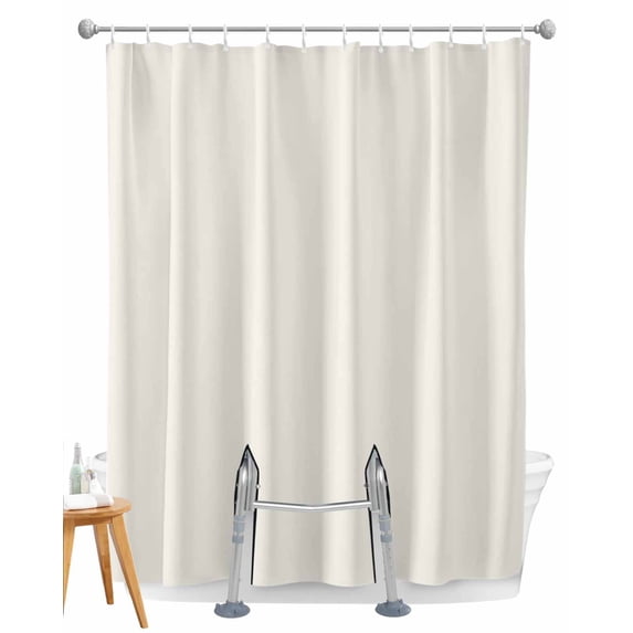 Split Shower Curtain for Transfer Bench, Pure Apricot Fabric Shower Curtains for Bathroom, Simple Solid Color Tub Sliding Transfer Bench Waterproof Bath Curtains 72"x78"