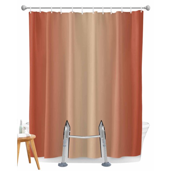 Split Shower Curtain for Transfer Bench, Red Orange Ombre Fabric Shower Curtains for Bathroom, Modern Gradient Abstract Art Tub Sliding Transfer Bench Waterproof Bath Curtains 72"x84"