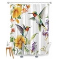 thumbnail image 1 of Split Shower Curtain for Transfer Bench, Spring Floral Fabric Shower Curtains for Bathroom, Summer Botanical Birds Vintage Tub Sliding Transfer Bench Waterproof Bath Curtains 72"x72", 1 of 9