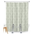 thumbnail image 1 of Split Shower Curtain for Transfer Bench, Teal Floral Fabric Shower Curtains for Bathroom, Vintage Modern Geometric Abstract Art Tub Sliding Transfer Bench Waterproof Bath Curtains 72"x72", 1 of 9