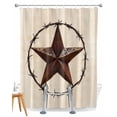 thumbnail image 1 of Split Shower Curtain for Transfer Bench, Texas Star Farmhouse Fabric Shower Curtains for Bathroom, Western Country Stars Retro Tub Sliding Transfer Bench Waterproof Bath Curtains 72"x96", 1 of 9