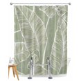 thumbnail image 1 of Split Shower Curtain for Transfer Bench, Tropical Bloom Silhouettes Fabric Shower Curtains for Bathroom, Green Palm Leaf Tub Sliding Transfer Bench Waterproof Bath Curtains 72"x78", 1 of 9