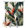 thumbnail image 1 of Split Shower Curtain for Transfer Bench, Tropical Plants Fabric Shower Curtains for Bathroom, Watercolor Summer Botanical Leaves Tub Sliding Transfer Bench Waterproof Bath Curtains 72"x72", 1 of 9