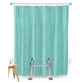 thumbnail image 1 of Split Shower Curtain for Transfer Bench, Turquoise Burlap Texture Fabric Shower Curtains for Bathroom, Farmhouse Vintage Aqua Tub Sliding Transfer Bench Waterproof Bath Curtains 72"x78", 1 of 9