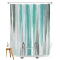 thumbnail image 1 of Split Shower Curtain for Transfer Bench, Turquoise Gray Fabric Shower Curtains for Bathroom, Farmhouse Abstract Gradient Aesthetic Tub Sliding Transfer Bench Waterproof Bath Curtains 72"x84", 1 of 9