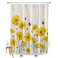 thumbnail image 1 of Split Shower Curtain for Transfer Bench, Yellow Floral Bee Fabric Shower Curtains for Bathroom, Summer Watercolor Botanical Flower Tub Sliding Transfer Bench Waterproof Bath Curtains 72"x72", 1 of 9