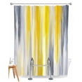 thumbnail image 1 of Split Shower Curtain for Transfer Bench, Yellow Gray White Fabric Shower Curtains for Bathroom, Farmhouse Gradient Abstract Art Tub Sliding Transfer Bench Waterproof Bath Curtains 72"x78", 1 of 9