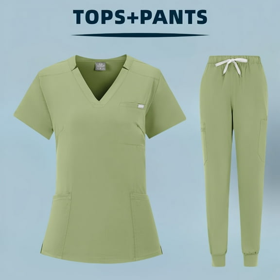 Split Surgical Work Clothes V-neck Short-sleeved Women's Hospital Scrubbing Suit Women's Hand Washing Clothes