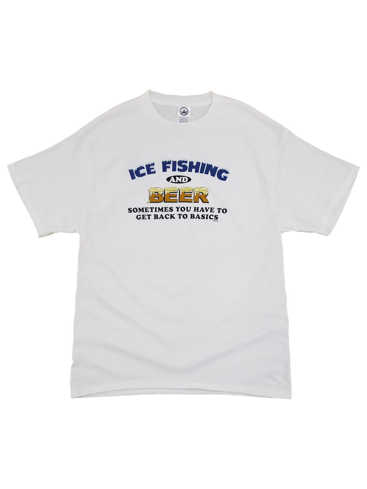 Split Tee Mens White Ice Fishing And Beer Tee Short Sleeve T-Shirt X-Large  