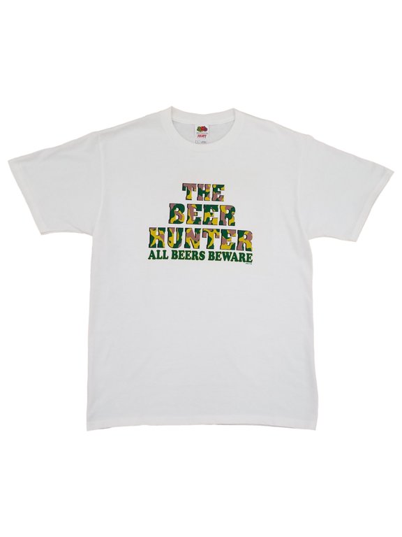 Split Tee Mens White The Beer Hunter All Beers Beware Short Sleeve T-Shirt L