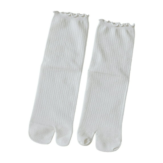 Split Toe Socks Frilly Tabis Socks Cotton Sandal Socks for Girls Women Ruffle Trim Frilly Crews Socks Cotton Ankle Socks