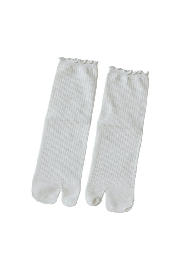 Split Toe Socks Frilly Tabis Socks Cotton Sandal Socks for Girls Women Ruffle Trim Frilly Crews Socks Cotton Ankle Socks