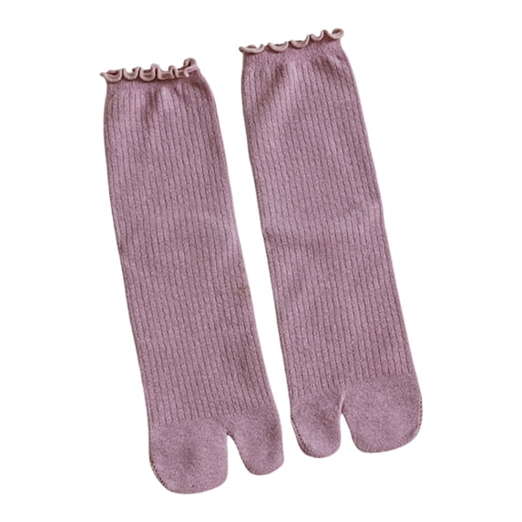 Split Toe Socks Frilly Tabis Socks Cotton Sandal Socks for Women Ruffle Trim Frilly Crews Socks Cotton Ankle Socks