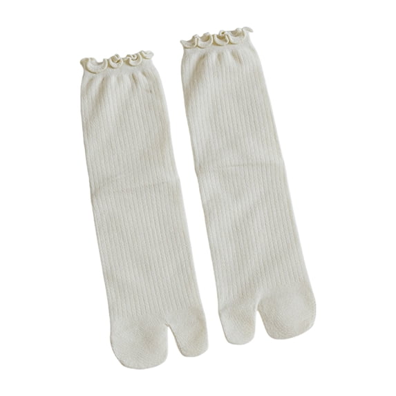 Split Toe Socks Frilly Tabis Socks Cotton Sandal Socks for Women Ruffle Trim Frilly Crews Socks Cotton Ankle Socks