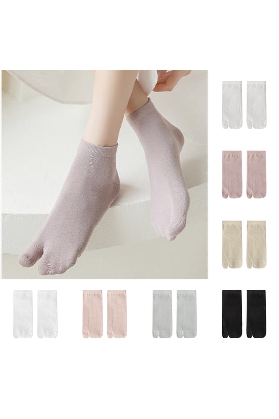 Split Toe Socks Tabi Socks 2 Toe Low Cut Elastic Japanese Split Toe Ankle Crew Athletic Short Socks for Men Women White One Size