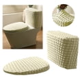 thumbnail image 1 of Split Toilet Seat Cover for High Tank Toilets, Soft Elastic Fabric All Season Fit, Washable Reusable Lid and Tank Cover Set, Thick Velvet Bathroom Warmer, #C, By PRYESS, 1 of 9