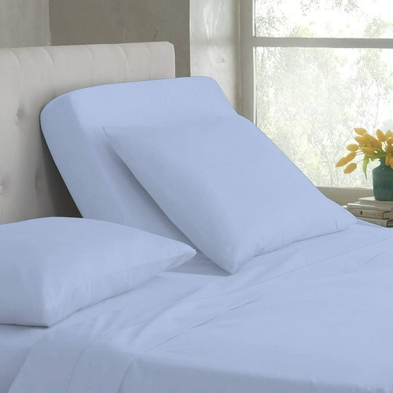 Split Top California King Adjustable Flex Top California King Size 100% Egyptian Cotton, Solid Light Blue, 800 Thread Count, 12 inch Deep Pocket, 32" Split Top Sheets Bed 4 Piece Sheet Set