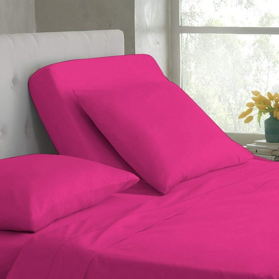 Split Top California King Adjustable Flex Top California King Size 100% Egyptian Cotton, Solid Hot Pink, 800 Thread Count, 18 inch Deep Pocket, 32" Split Top Sheets Bed 4 Piece Sheet Set