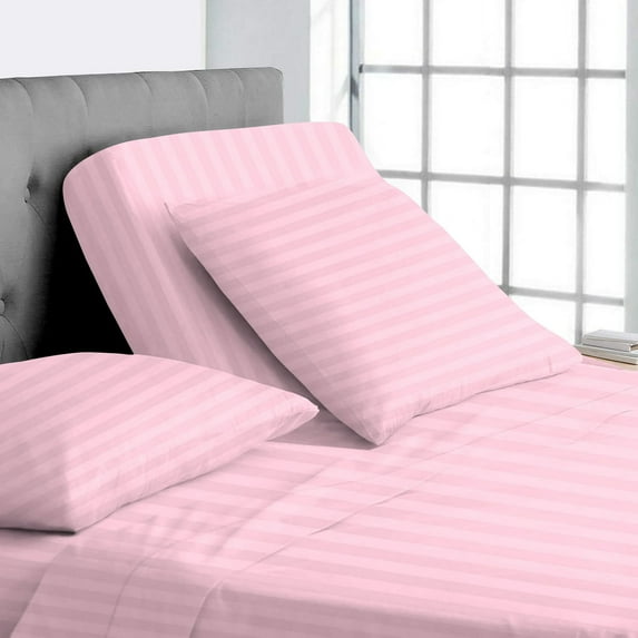 Split Top California King Adjustable Flex Top California King Size 100% Egyptian Cotton, Stripe Baby Pink, 800 Thread Count, 18 inch Deep Pocket, 28" Split Top Sheets Bed 4 Piece Sheet Set