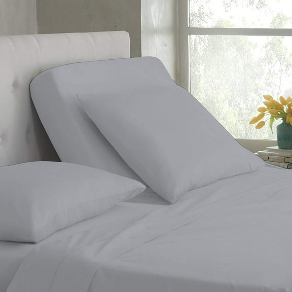 Split Top King Adjustable Flex Top King Size 100% Egyptian Cotton, Solid Silver, 800 Thread Count, 21 inch Deep Pocket, 28" Split Top Sheets Bed 4 Piece Sheet Set