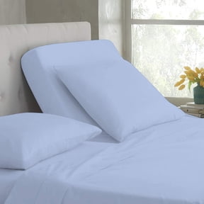 Split Top King Adjustable Flex Top King Size 100% Egyptian Cotton, Solid Light Blue, 800 Thread Count, 24 inch Deep Pocket, 28" Split Top Sheets Bed 4 Piece Sheet Set