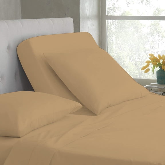 Split Top King Adjustable Flex Top King Size 100% Egyptian Cotton, Solid Taupe, 800 Thread Count, 12 inch Deep Pocket, 28" Split Top Sheets Bed 4 Piece Sheet Set