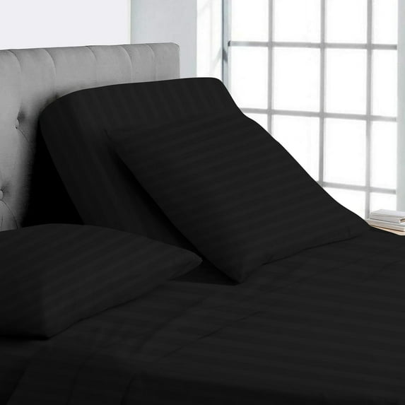 Split Top King Adjustable Flex Top King Size 100% Egyptian Cotton, Stripe Black, 800 Thread Count, 18 inch Deep Pocket, 32" Split Top Sheets Bed 4 Piece Sheet Set