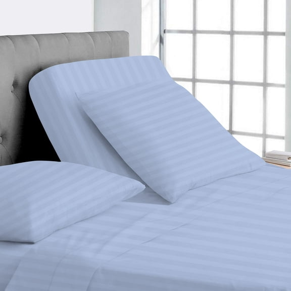 Split Top King Adjustable Flex Top King Size 100% Egyptian Cotton, Stripe Light Blue, 800 Thread Count, 12 inch Deep Pocket, 28" Split Top Sheets Bed 4 Piece Sheet Set