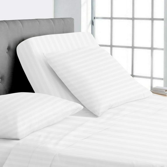 Split Top King Adjustable Flex Top King Size 100% Egyptian Cotton, Stripe White, 800 Thread Count, 18 inch Deep Pocket, 34" Split Top Sheets Bed 4 Piece Sheet Set