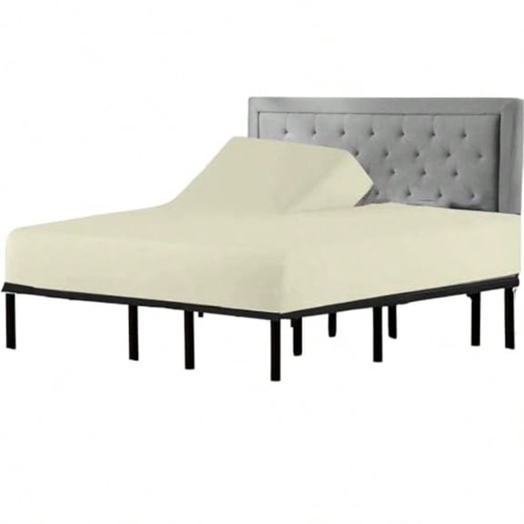 Split Top King Fitted Sheet for Adjustable Beds 100 Giza Cotton 34 Flex Head King Size 1 Pc Ivory