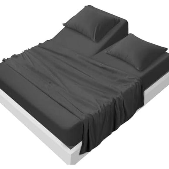 Split Top King Sheets Sets for Adjustable Bed, 4 Piece Bed Sheets Set Deep Pockets, Extra Soft and Breathable Bedding Sheets, Black$$Bedding