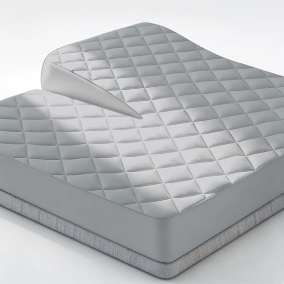 Split Top King Waterproof Quilted Fitted Mattress Pad with TPU Layer Up to 18 Inch Depth