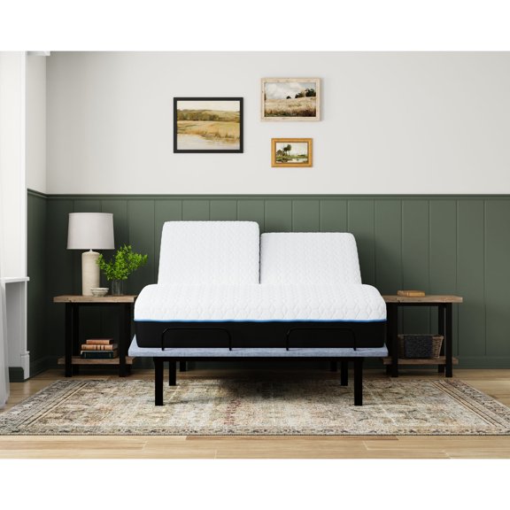 Split Top King, White + Gray - Marble Gel Memory Foam Comfort - Bedtime - Enhanced Comfort and Support