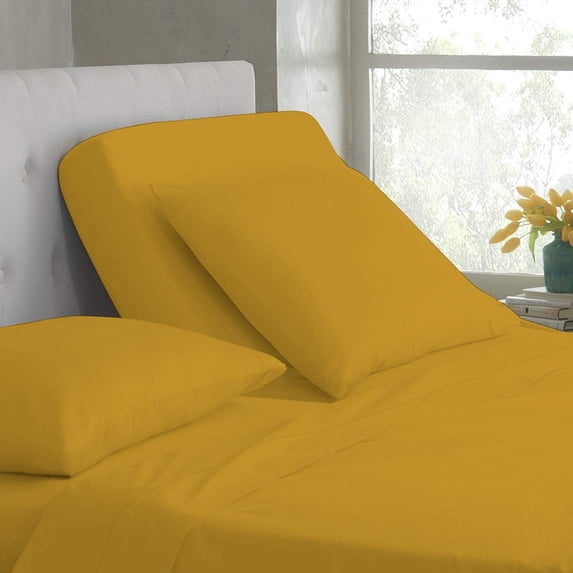 Split Top Queen Adjustable Flex Top Queen Size 100% Egyptian Cotton, Solid Gold, 800 Thread Count, 18 inch Deep Pocket, 28" Split Top Sheets Bed 4 Piece Sheet Set