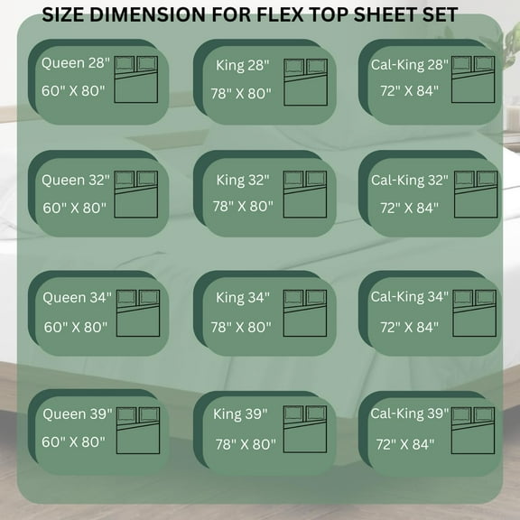 Split Top Queen Sheet Set 4pc for Sleep Number Adjustable Bed, 100% Egyptian Cotton Bedding, 34 Inch Flex Head Opening, Fits 18 Inch Deep Mattress, 60x80 Inches, White