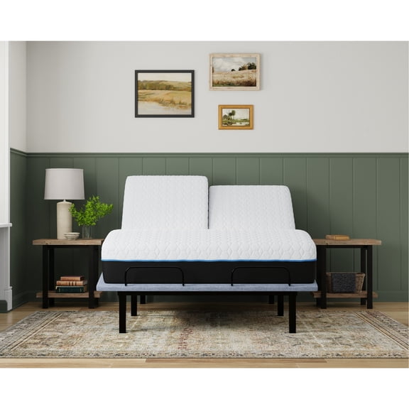 Split Top Queen Size, White - Gray Foam / Gel Memory Comfort and Cooling Function / Bed Resting + Great Support