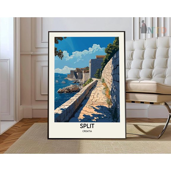 Split Travel Poster, Croatian Seaside And Urban Home Decor