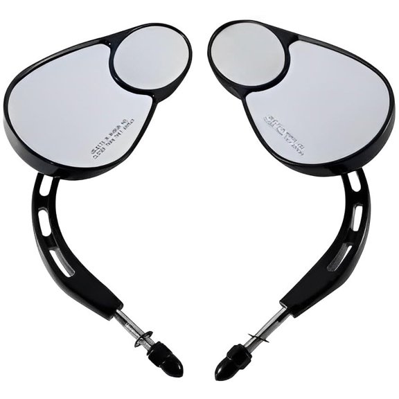 Split Vision Mirrors/Motorcycle Rearview Mirror for Harley Davidson Road King/Street Electra/Glide Ultra/Classic FLHTCU/Fat Boy/XL883/1200/Softail/Street Bob/Low Rider/Dyna/Sportster (Bright Black)