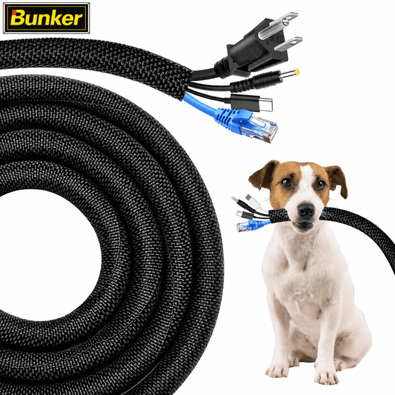 Split Wire Loom Cable Sleeve Protector, PET Cord Cover for Pet Chew Protection, Flexible Cable Management Wrap for Home Office Car Automotive Wires, Heat Resistant Wire Organizer