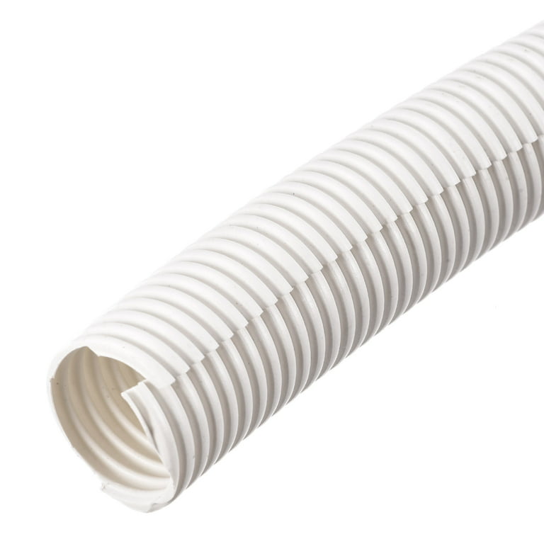 Split Wire Loom Tubing PE Corrugated Pipe Conduit 5M/16.4ft Length  36x42.5mm White for Wire Cable