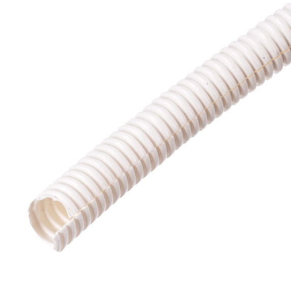 Split Wire Loom Tubing PE Corrugated Pipe Conduit 8M/26ft Length 14.3x18.5mm White for Wire Cable