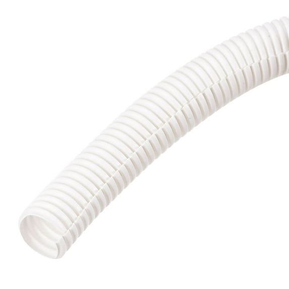 Split Wire Loom Tubing PE Corrugated Pipe Conduit 8M/26ft Length 17x21.2mm White for Wire Cable