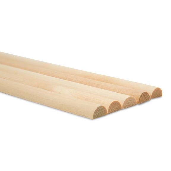 Split Wood Dowel Rods 12-inch x 1/2-inch, Pack of 100 Unfinished Fluted Molding Trim for DIY & Dowel Feature Wall, by Woodpeckers