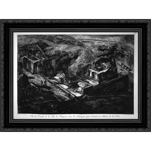 Split of the buildings represented in the table above 24x20 Black Ornate Wood Framed Canvas Art by Piranesi, Giovanni Battista