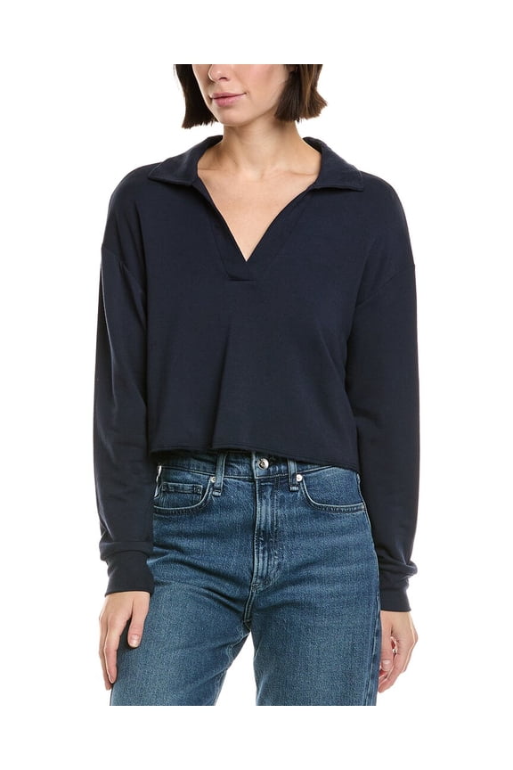 womens Joan Fleece Polo Sweatshirt, xs, Blue