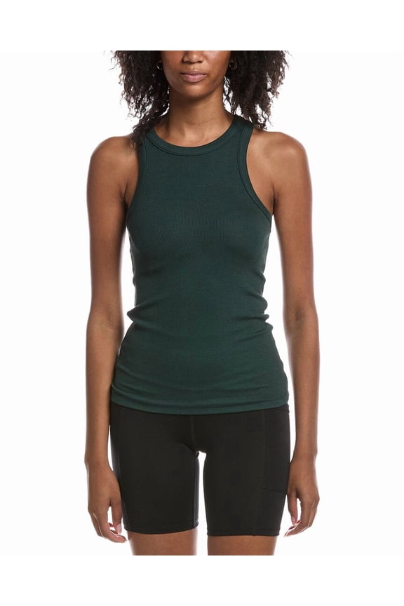 womens Kiki Rib Tank Top, l, Green