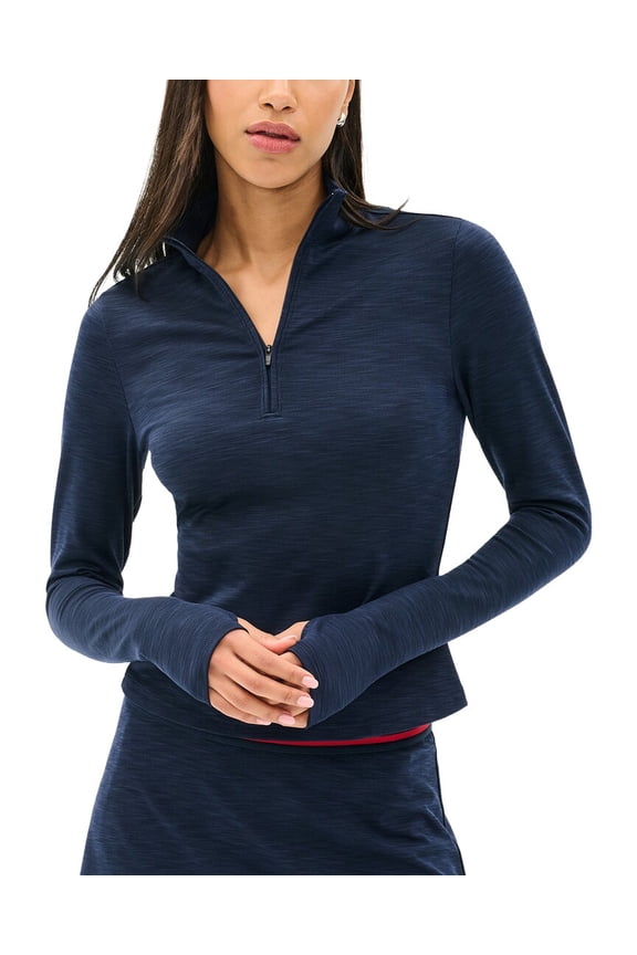 womens Stevie Active Rib Half Zip Waist Length Top, xs, Grey