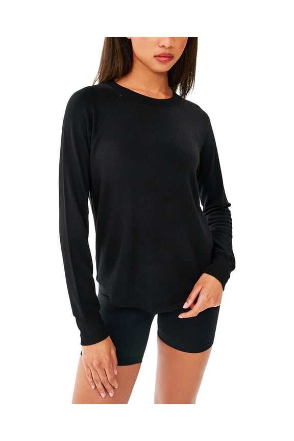 womens  Warm Up Fleece Sweatshirt, s, Black